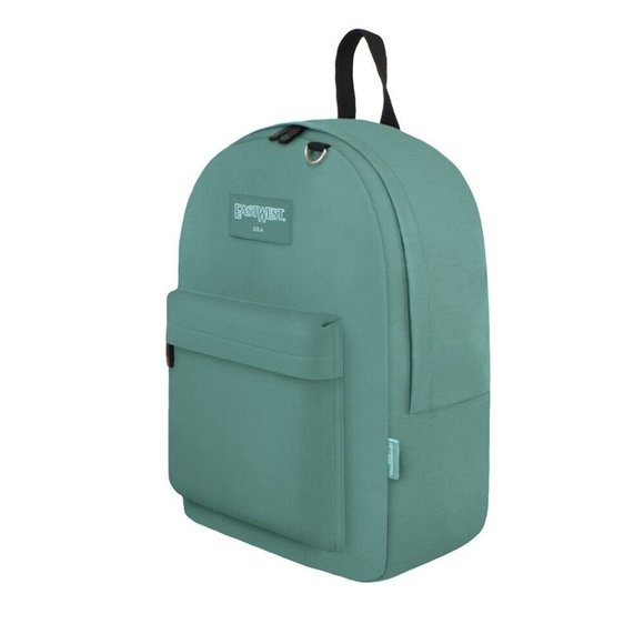 NWT Nylon School Backpack Turquoise Zippered Front and side Mesh Pockets - Picture 1 of 5